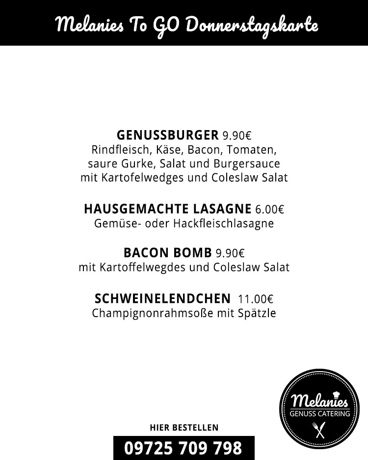 To Go Donnerstagskarte